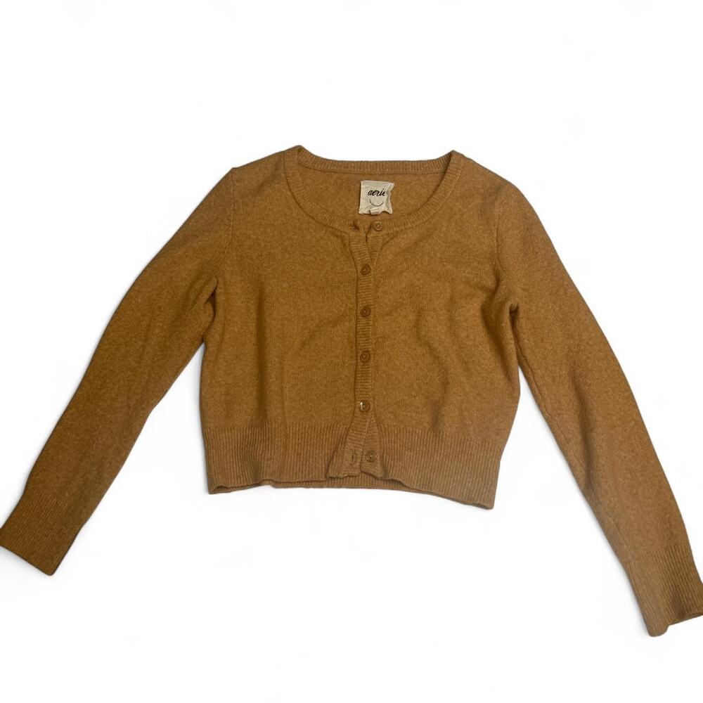 Aerie Tan Cropped Soft Sweater